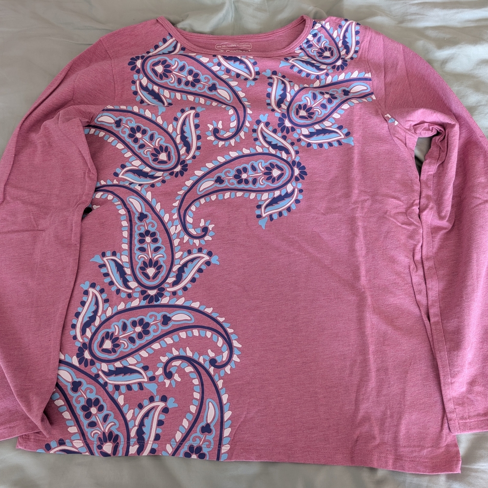 Coolibar Pink and Blue Paisley Long Sleeve Top